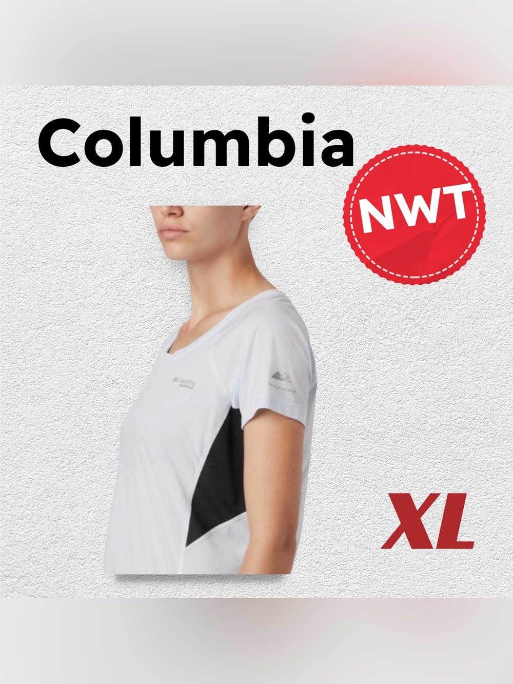 🇺🇸🆕NWT COLUMBIA |XL | Breathable Titan Ultra White & Blue dots outdoor tee